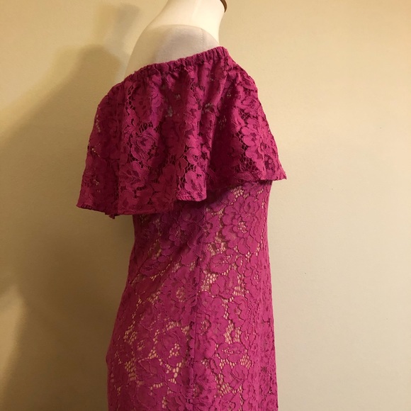 Eliza J Lace Purple Pink Off the Shoulder Dress - Picture 12 of 14